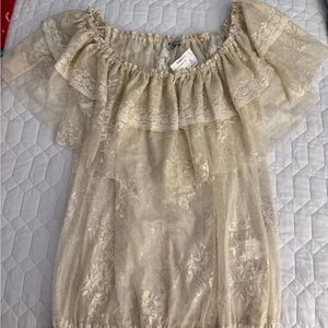 Gregory’s deby debo lace chiffon top blouse color beige size S brand new!
